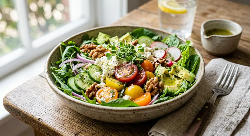 Healthy Avocado Green Bowl with spinach and seeds
