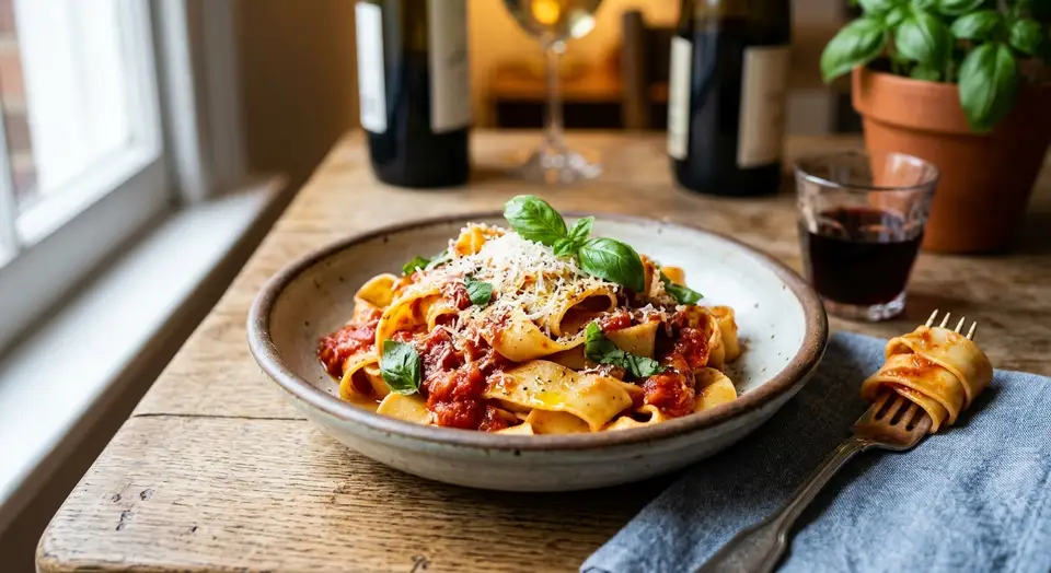 Creamy Pesto Pasta with basil and pine nuts